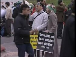 Build-up to large demo against the upcoming visit to Turkey by Pope Benedict News Clip