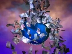 (Loop) Falling Canadian currency on spinning Globe Stock Footage
