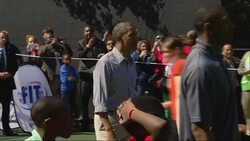 Obama playing basketball on Easter Monday News Clip
