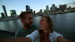 Self portrait of young couple in Brisbane Stock Footage