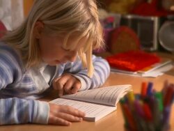 DOLLY: School reading Stock Footage