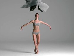 slow motion of ballerina jumping with silk fabric Stock Footage