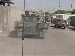 British Soldiers patrolling the streets of Basra Stock Footage