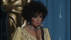 1993 ACADEMY AWARDS BACKSTAGE PRESS ROOM: Elizabeth Taylor speaks about winning the Jean Hersholt Humanitarian Award for her work with AIDS. Stock Footage
