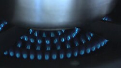 A gas burner heats a pot. Stock Footage