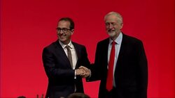 Jeremy Corbyn Shaking Hands with Owen Smith on Stage News Clip