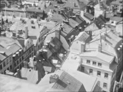 Ceremony in the Olympic Stadium, Stockholm architecture and roads. Sweden, 1960s Stock Footage