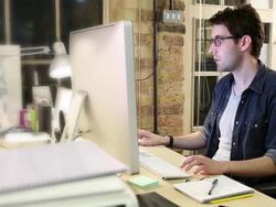 Graphic designer with copyspace Stock Footage