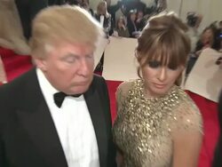INTERVIEW: Donald Trump, Melania Knauss-Trump shares what he thinks of Osama bin Laden being caught, on possibly becoming first lady at the 'Alexander McQueen: Savage Beauty' Costume Institute Gala At The Metropolitan Museum Of Art at New York NY. Stock Footage