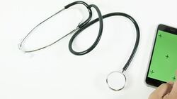 Stethoscope and Smart phone. Stock Footage