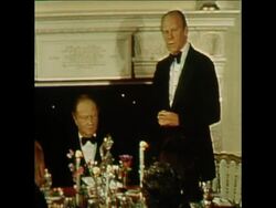SYND 14 11 74 KREISKY AT DINNER GIVEN BY PRESIDENT FORD News Clip
