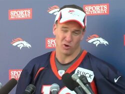 Peyton Manning press conference Stock Footage