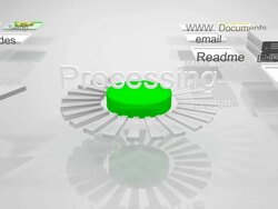 3D Computer Interface. Mouse cursor presses a start button and the interface starts a processing animation.  Stock Footage