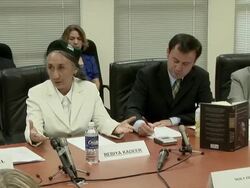 2009 MS ZO ZI Rebiya Kadeer, president of the World Uygur Congress, speaking at a press conference with translator about international support for Tibet and more hesitant support for the Uygurs/ Washington D.C., USA/ AUDIO Stock Footage