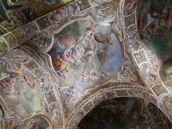 Martorana (Santa Maria dell'Ammiraglio) church, paintings on the ceiling, Palermo, Sicily Stock Footage