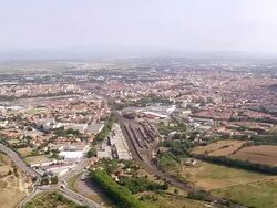 WS AERIAL View of Rivesaltes city / Languedoc Roussillon, France Stock Footage