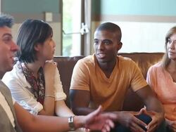 Still video of group in a discussion together Stock Footage