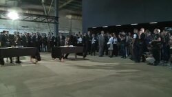 CLEAN : Serbian and Bosnian officials at Srebrenica massacre exhibit News Clip