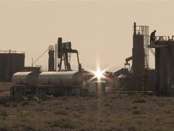 MS PAN Shot of Oil and Gas extraction fileds / Durango, Colorado, United States Stock Footage