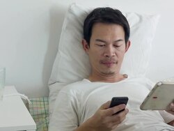 Man using tablet Stock Footage