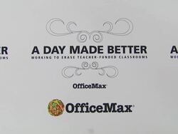 ATMOSPHERE: Signage at the Demi Lovato Joins 'A Day Made Better' School Advocacy Campaign - Los Angeles at Los Angeles CA. (Footage by WireImage Video/GettyImages) Stock Footage