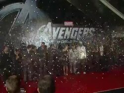 Robert Downey Jr , Chris Hemsworth, Chris Evans, Scarlett Johansson, Jeremy Renner, Samuel L. Jackson at The Avengers World Premiere Stock Footage