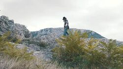 Walking in the mountains Stock Footage