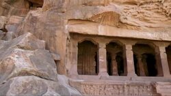 Rock Cut Temples in India,Badami Cave Temple Stock Footage
