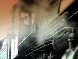 Train Conductor in Steam Engine Locomotive - Color Stock Footage