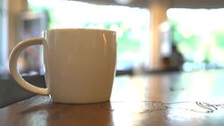coffee cup in a coffee shop Stock Footage