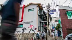 View of Ihwa mural village Stock Footage