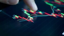 Touching stock market graph. Stock Footage