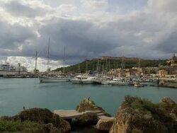 CHANNEL LINE FERRY ARRIVES AT DOCK Stock Footage