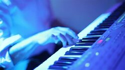 playing on the synthesizer Stock Footage