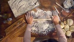 Preparing Fresh Homemade Gnocchi Stock Footage