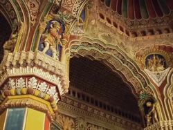  MS PAN Interior of Thanjavur Palace / Thanjavur, Tamil Nadu, India Stock Footage