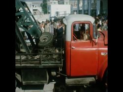 SYND 30-7-72  BOAT TO SAIL ROUTE OF PHOENECIANS LAUNCHED IN TYRE HARBOUR News Clip