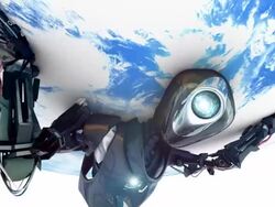 Futuristic Atlas robot supports World Globe Stock Footage