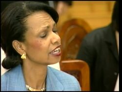 Rice meets Roh and SKorean FM, protest News Clip