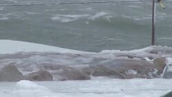 Blizzard, Snow Storm, Rough Seas & Waves - Plymouth, Massachusetts Stock Footage