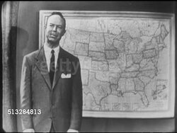 1952: SPONSOR BREAK: Bill Rogers Promo lead in: Bill standing in front of United States map, SOT talking about US, people linked by loyalty, Bill sitting down at desk on set w/ Gulf logo standing sign on desktop. Instructional Video
