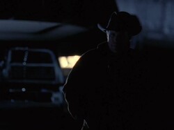  CU Cowboy walking in cold weather at night / Tejon Ranch, California, USA Stock Footage