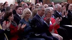 Prince Charles and Camilla Listening To Lousiville Mayor News Clip