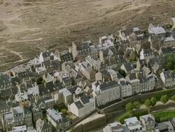 WS AERIAL DS ZO View of Granville / Lower Normandy, Channel Isles Stock Footage