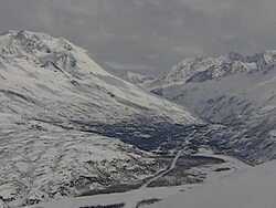 Snowy valley near Valdez, Alaska Stock Footage