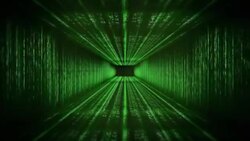 Matrices of data flow along all sides of a tunnel. Stock Footage