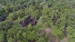 Aerial View of Angkor Castle Stock Footage