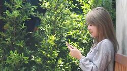 Woman listening to Music Stock Footage