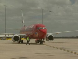 Virgin Blue Boeing 737-800 pushing back, Australia Stock Footage