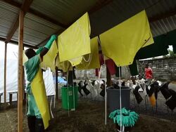 Ebola Case Management Facility ELWA 3 In Monrovia Stock Footage